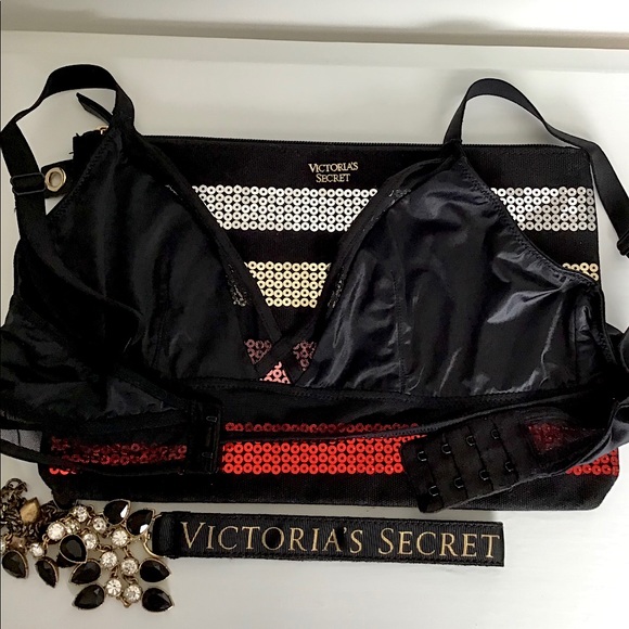 Victoria’s Secret Limited Edition Black Satin Mesh Bralette Size Small - Picture 6 of 8